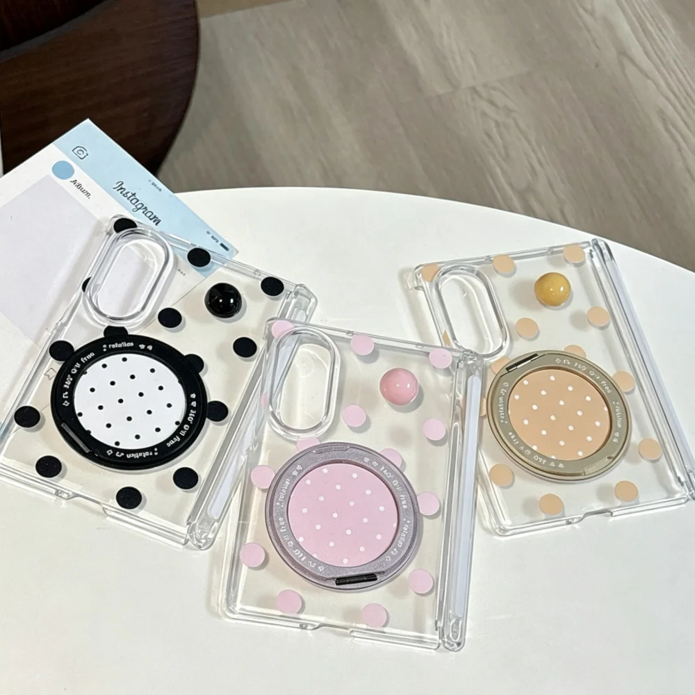 New Korea Ins Cute 3D Dot Magnetic Phone Case for Samsung Galaxy Z Fold 8 fold 8 Cover With MagSafe Holder Fashion Anti‑Fall Set