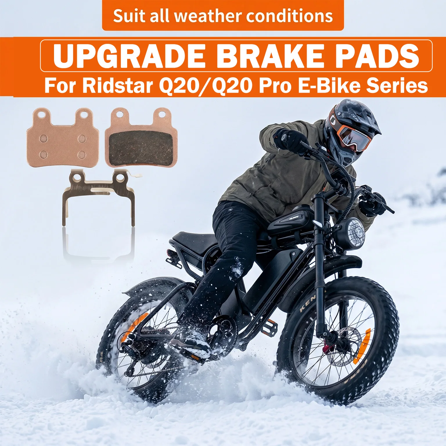 

Trail-Tested Heavy Duty Pads for Ridstar Q20/Q20 Pro/H26 Pro E-Bike – Fits XD-KLBS-DOT4, Reliable on Steep Slopes