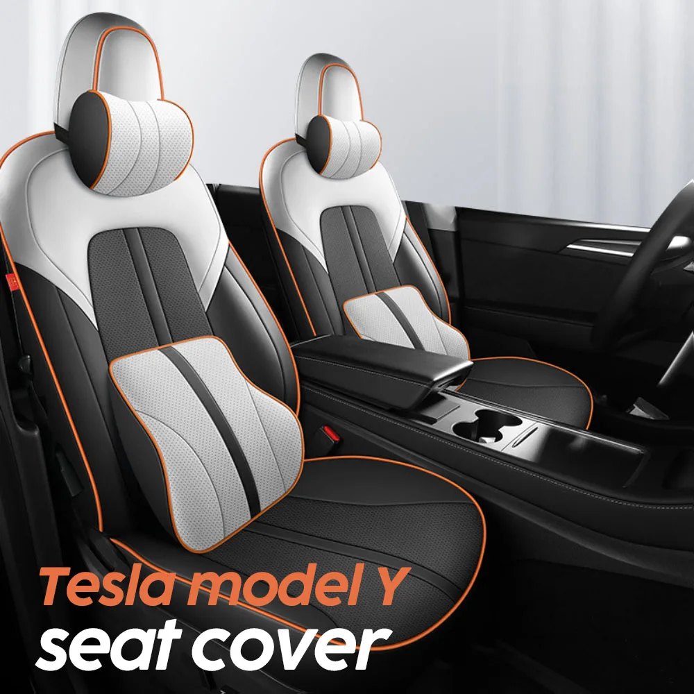 

Car Seat Covers Full Set for Tesla Model Y 2020-2024 PU Leather Front and Rear Seat Cushion Protector Car Interior Accessories