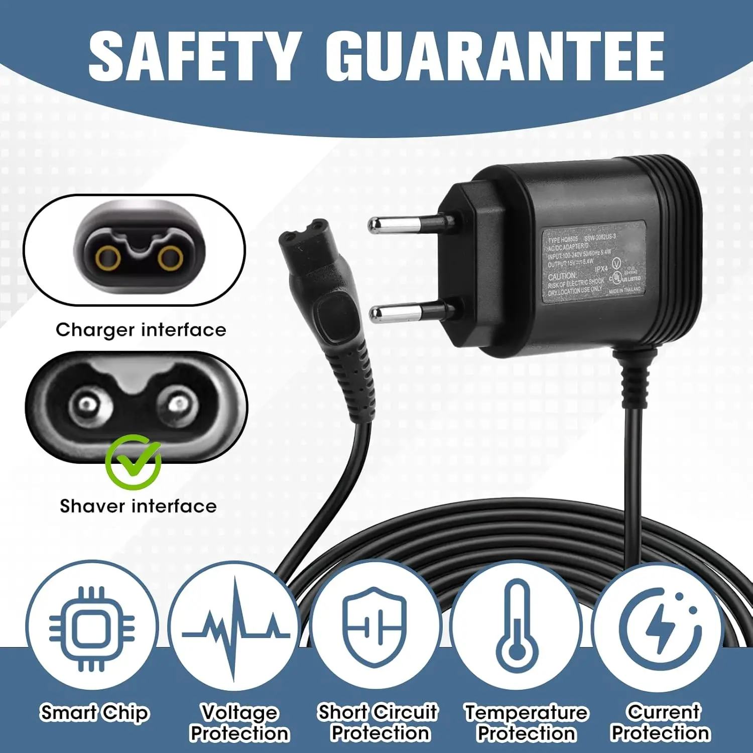 LISI 15V HQ8505 Charger Fit for Philips Norelco One Blade QP6510 QP6520 QP6530 Series 3000 5000 7000 9000 Electric Shaver image 4