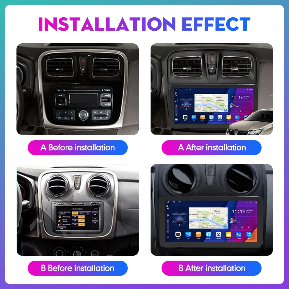 Car Radio For Renault Sandero 2 2014-2019 Logan 2012-2019 2Din Android Car Stereo DVD GPS Navigation Player QLED Screen Carplay