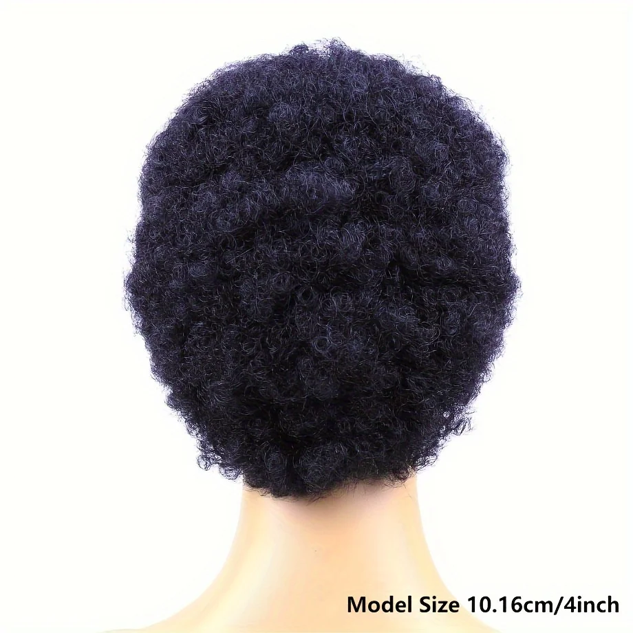 Peluca corta Afro rizada para mujer, cabello humano, corte Pixie, onda rizada Afro, cabello Remy, Color negro Natural, máquina completa