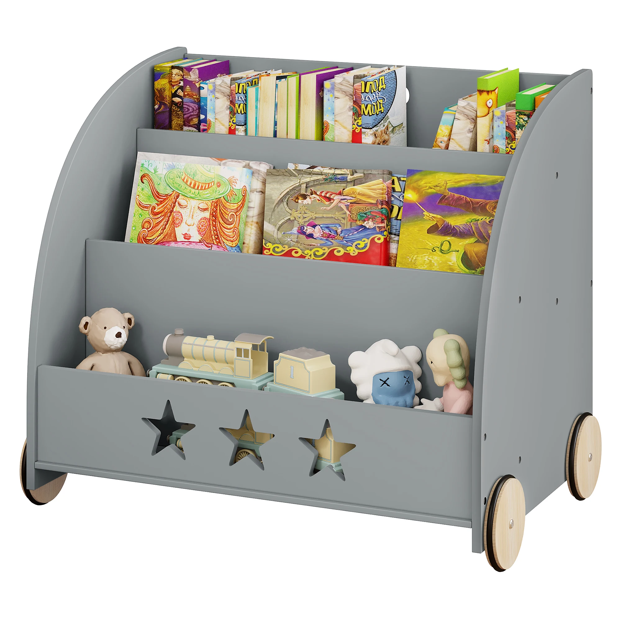 Children's Bookcase Storage Bookshelf Toy Shelf 3 Shelves Multi-Purpose Organizer for Kids Children's Room