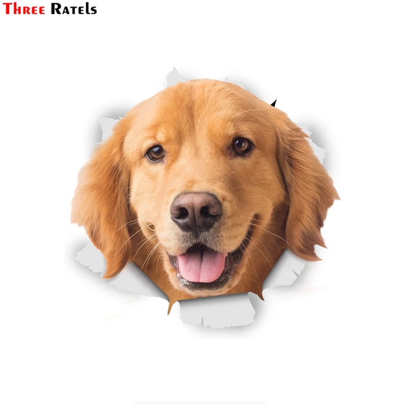 Three Ratels 1071 Golden Retriever  Alaska 3D Dog sticker for Walls Cars Toilet Luggage Skateboard Laptop