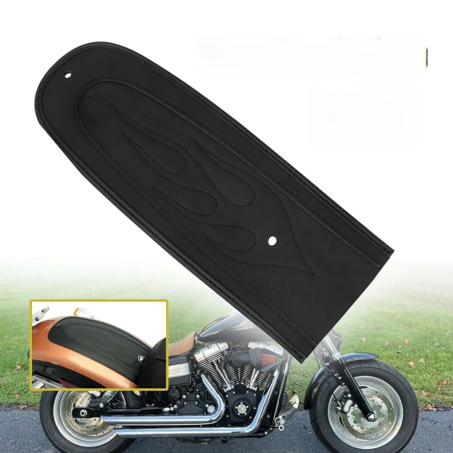 Bavoir de garde-boue arrière en cuir PU pour Harley ocia, siège solo noir, point de flamme, super foetal de Street, Fat Bob, FXDF