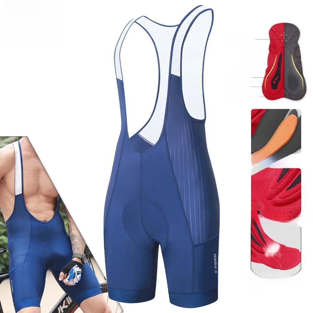 AliExpress X-TIGER Blue Pro Men's Cycling Bib Shorts Bretelle Cyclist MTB Road Tights Bicycle Clothing ST-MULTI Cushion For 7 Hours Riding