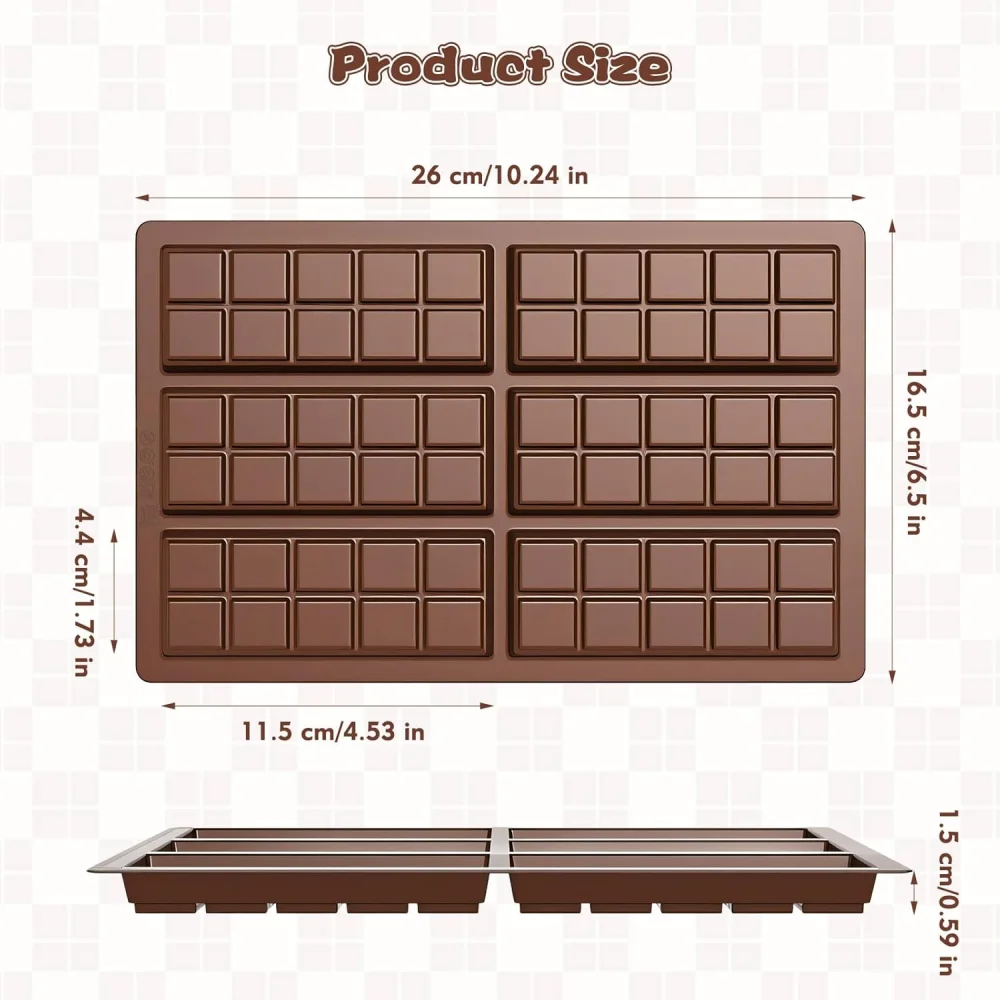 Chocolate bar molds - non-stick chocolate molds, food-grade silicone deep molds for Dubai pistachios, candies, snacks