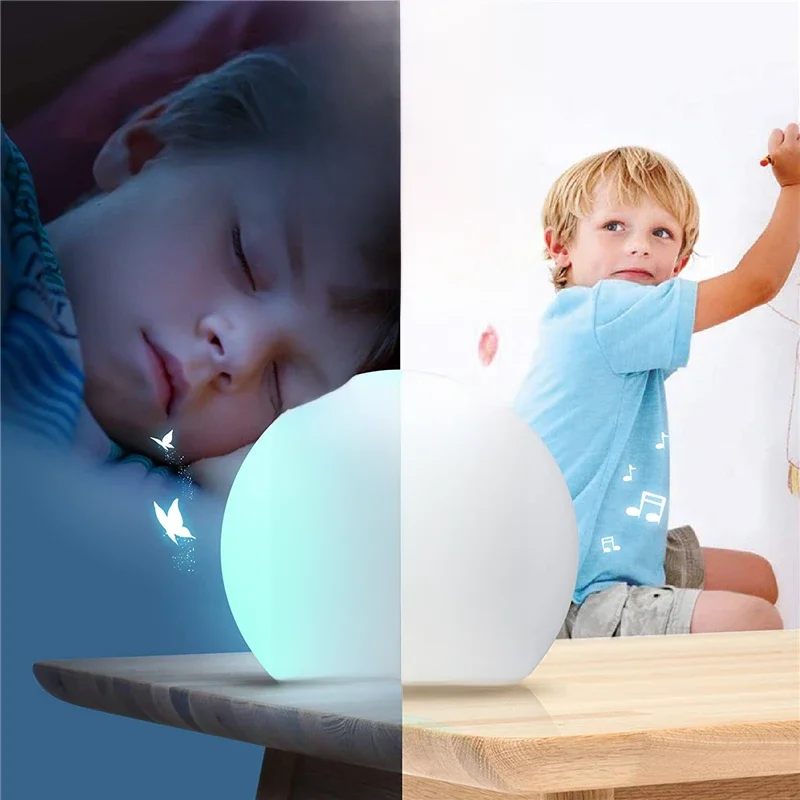 Réveil numérique pour enfants, veilleuse 7 couleurs, détection de température, sommeil des enfants, chevet, minuterie de réveil mignonne