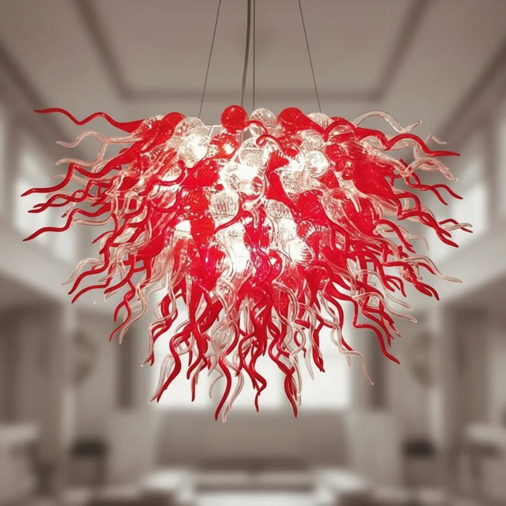 

LONGREE Modern Art Decor Handmade Blown Glass Chandeliers for Living Room Glass Fixture Lighting Decor for Bedroom