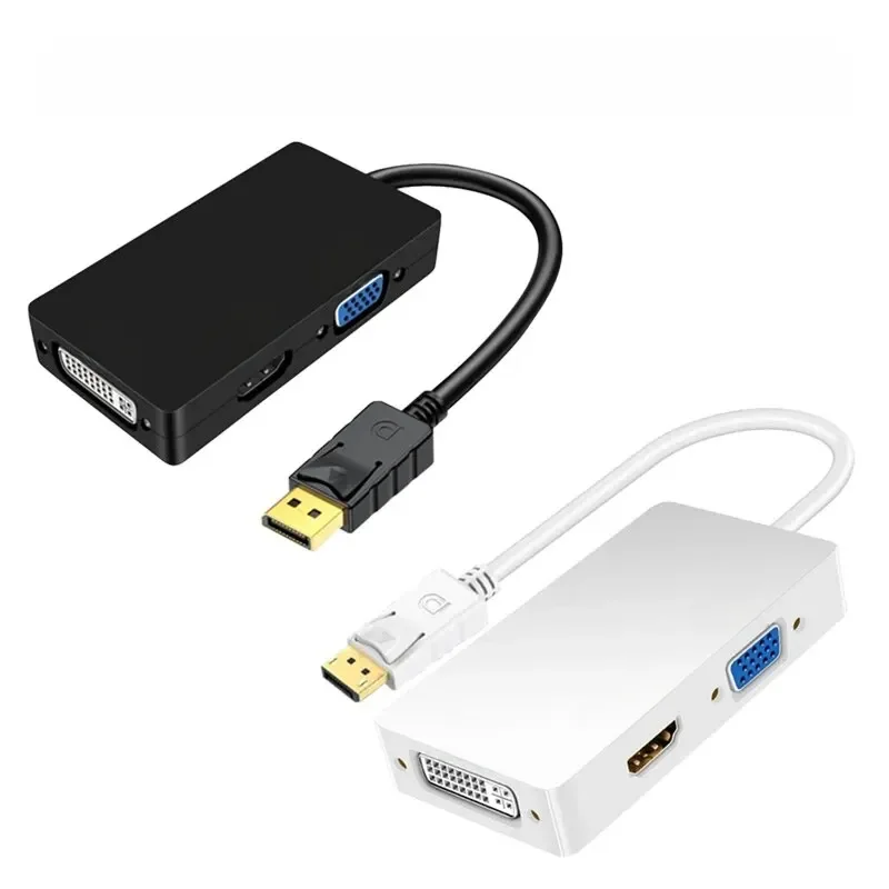 Displayport DP vers DVI VGA HDTV 3IN1 adaptateur câble convertisseur pour projecteur TV ordinateur portable PC