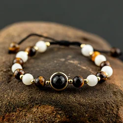 Natural Stone Bracelet Tiger Eye Beaded Bracelet for Women Adjustable Bracelet Healing Energy Jewelry Gift for Best Friends