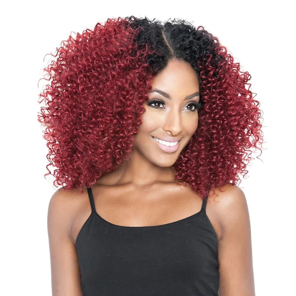 

200% Density Short Bob Jerry Curl Wigs Human Hair Ombre Burgundy Curly Human Hair Wig Brazilian Remy 4x4 Lace Wig