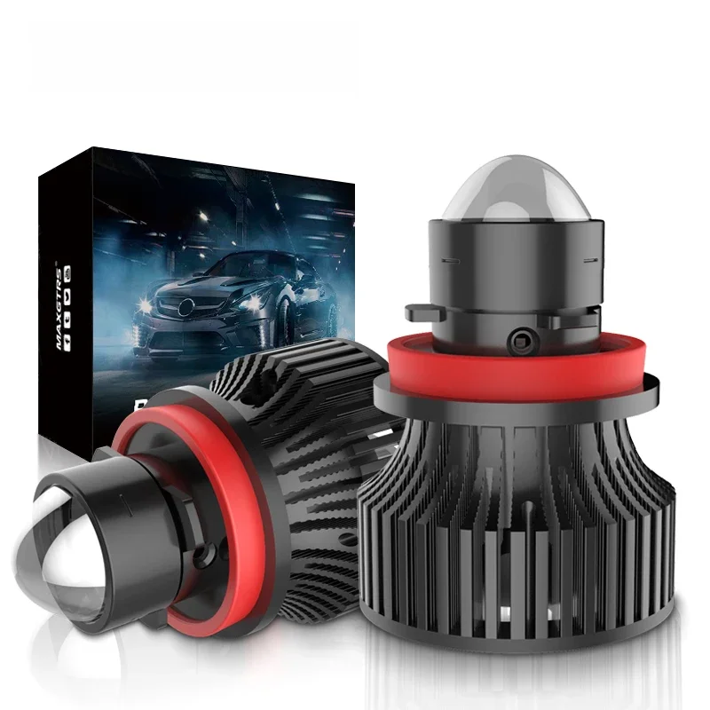 Ampoule de phare Laser pour automobile H7 H11 9005 9006, Mini lentille de projecteur, feu antibrouillard LED automatique 3000K or LED H7 H8 HB3 HB4, 2 pièces