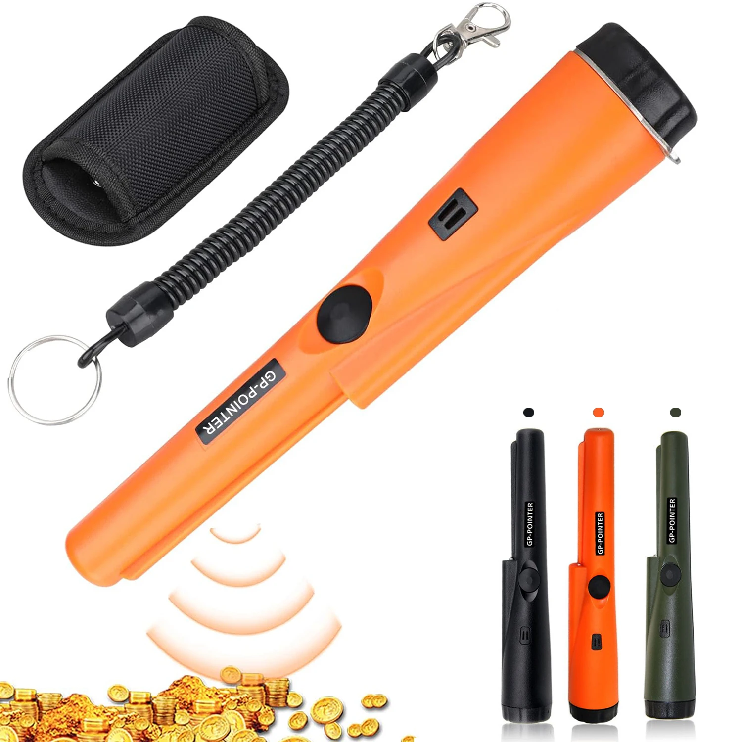

360° Side-Scan Metal Detector Pointer – High Sensitivity Handheld Pinpointer Portable Treasure Hunter for Gold/Copper Coins