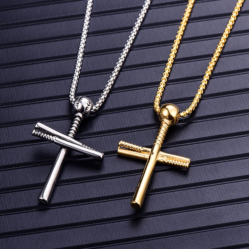 

Men's Stainless Steel Cross Pendant Necklace - 59CM Box Chain (Silver, Gold) - Religious Jewelry Gift for Men
