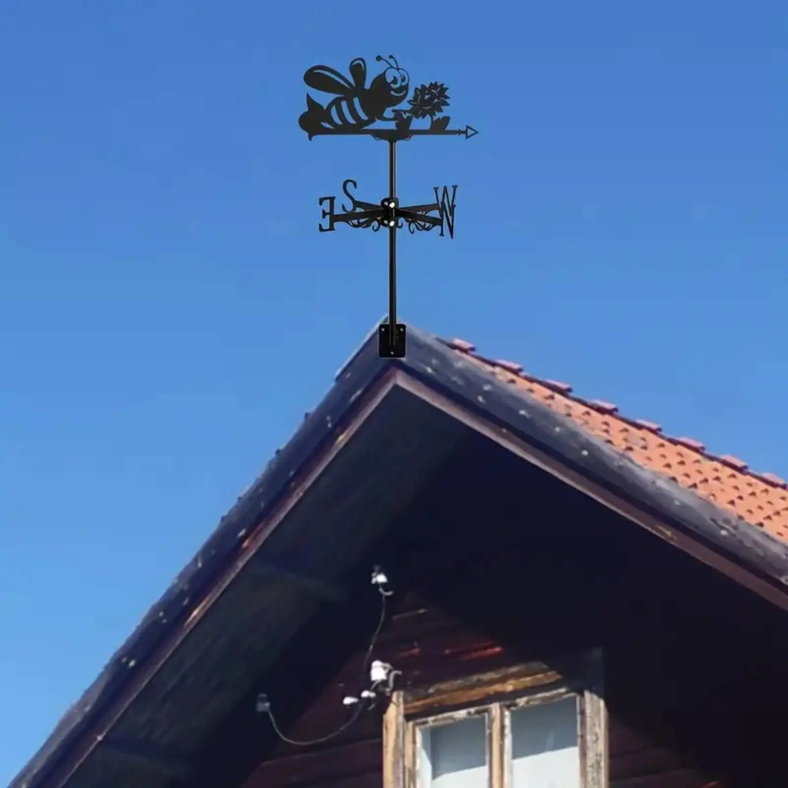 Bee Roof Wind Vane Weatherproof Metal Bee Weather Vane Wind Rotator Rustproof Owl Weathervane Kinetic Design