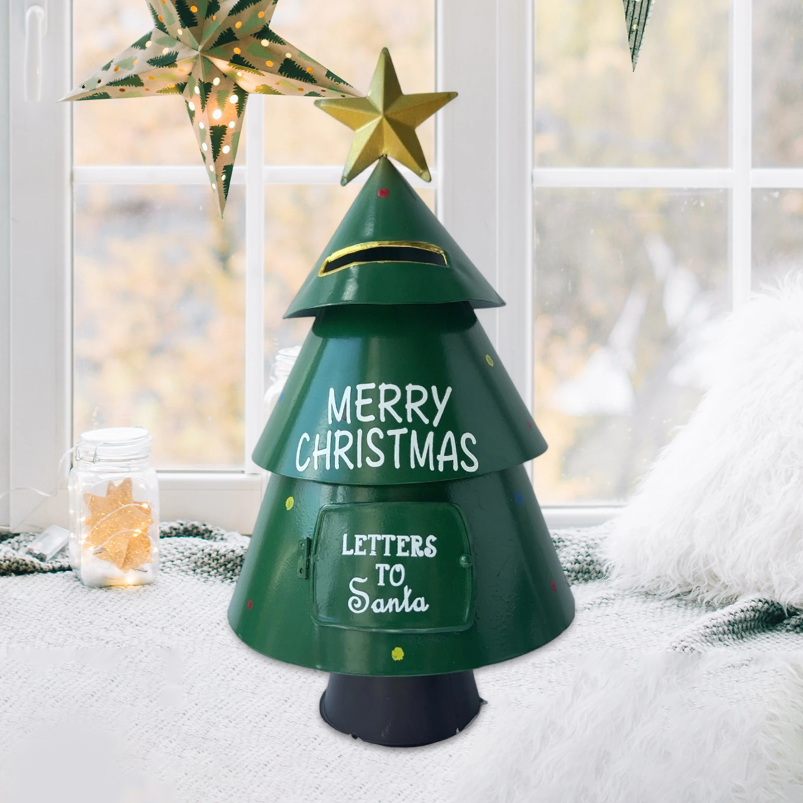Christmas Tree Statue 35cm Height Decor Mailbox for Office Outdoor Fireplace Mailbox Sculpture Outdoor Garden Yard Decoration