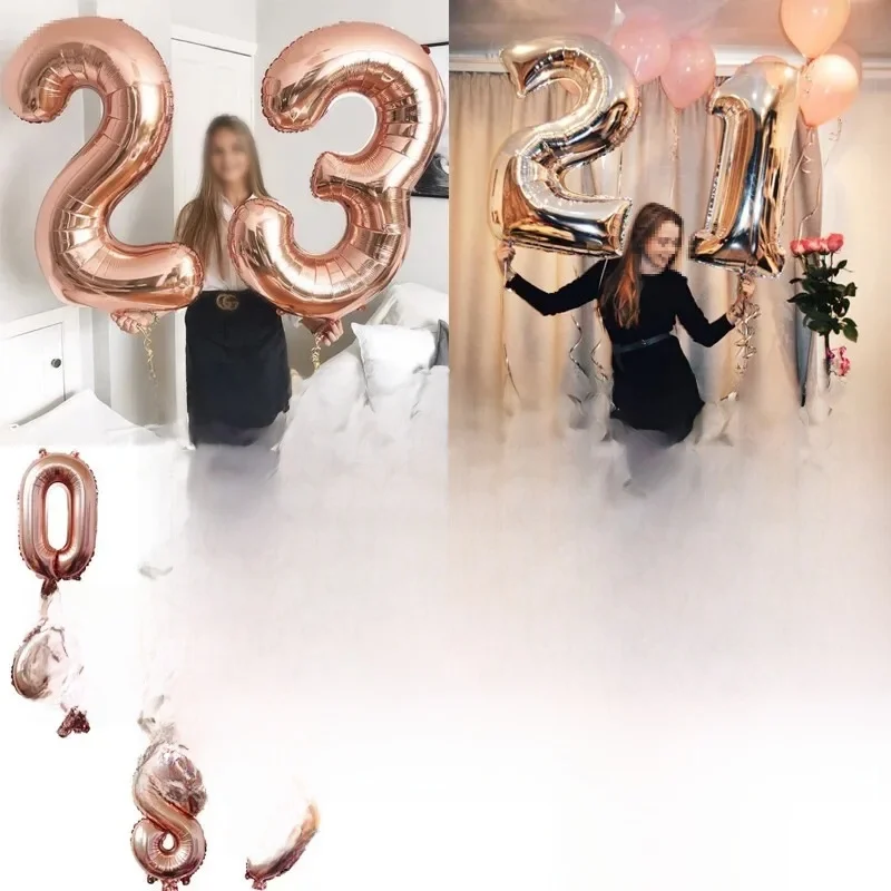 Balony cyfrowe 32/40 cali 0-9, duże balony foliowe, różowe złoto, balony na urodziny, balony na hel, dekoracje na przyjęcie urodzinowe, ślub, artykuły dekoracyjne. — zdjęcie 2