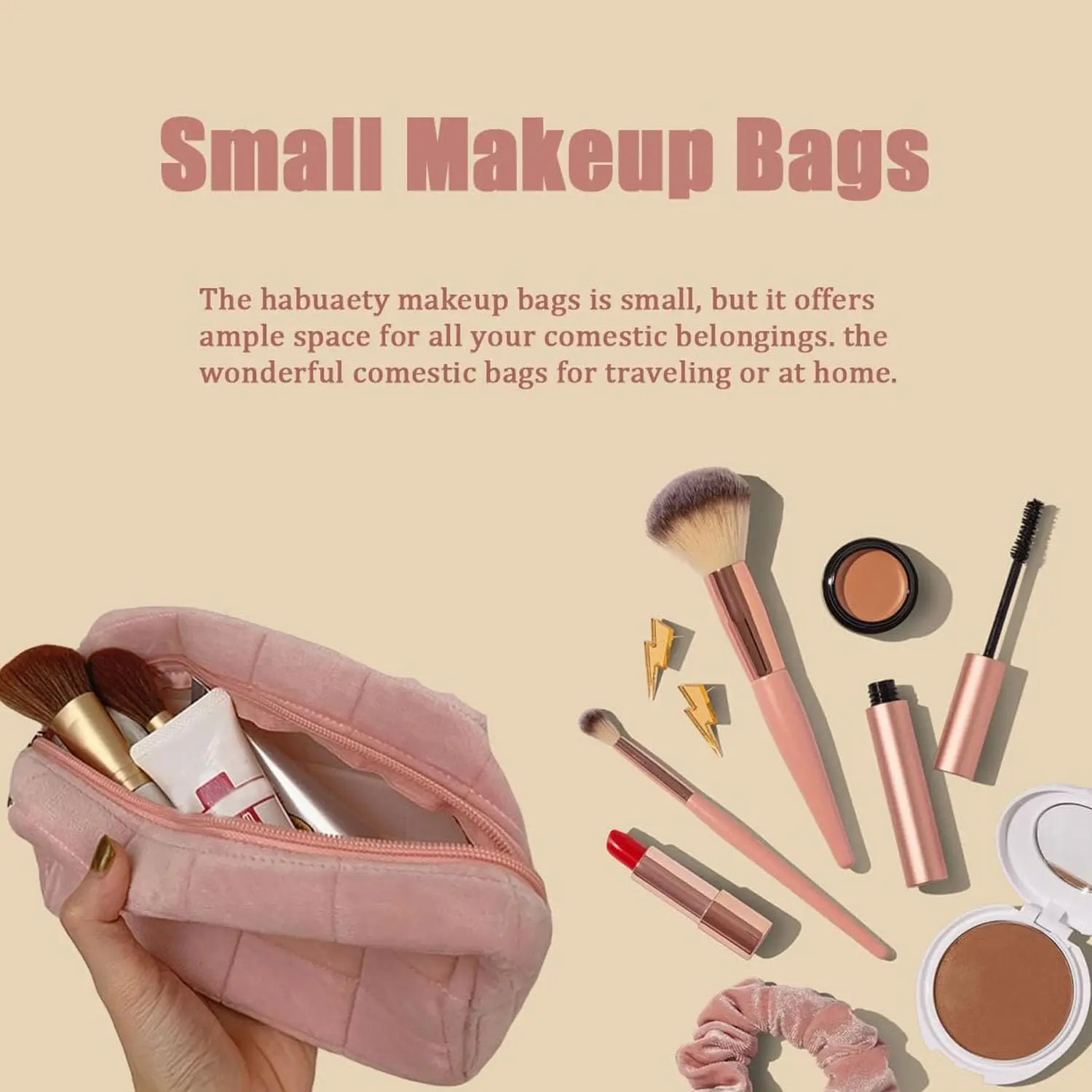 Luxury Fluffy Plush Travel Makeup Pouch Soft Quilted Cosmetic Bag for Women Girls Daily Skincare Organizer Top Rated 2026