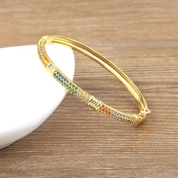 AIBEF INS Romantic Colorful Zircon Women Bracelet Gold Plated Jewelry Personality Accessories Charm Gift Beautiful Lovers Bangle