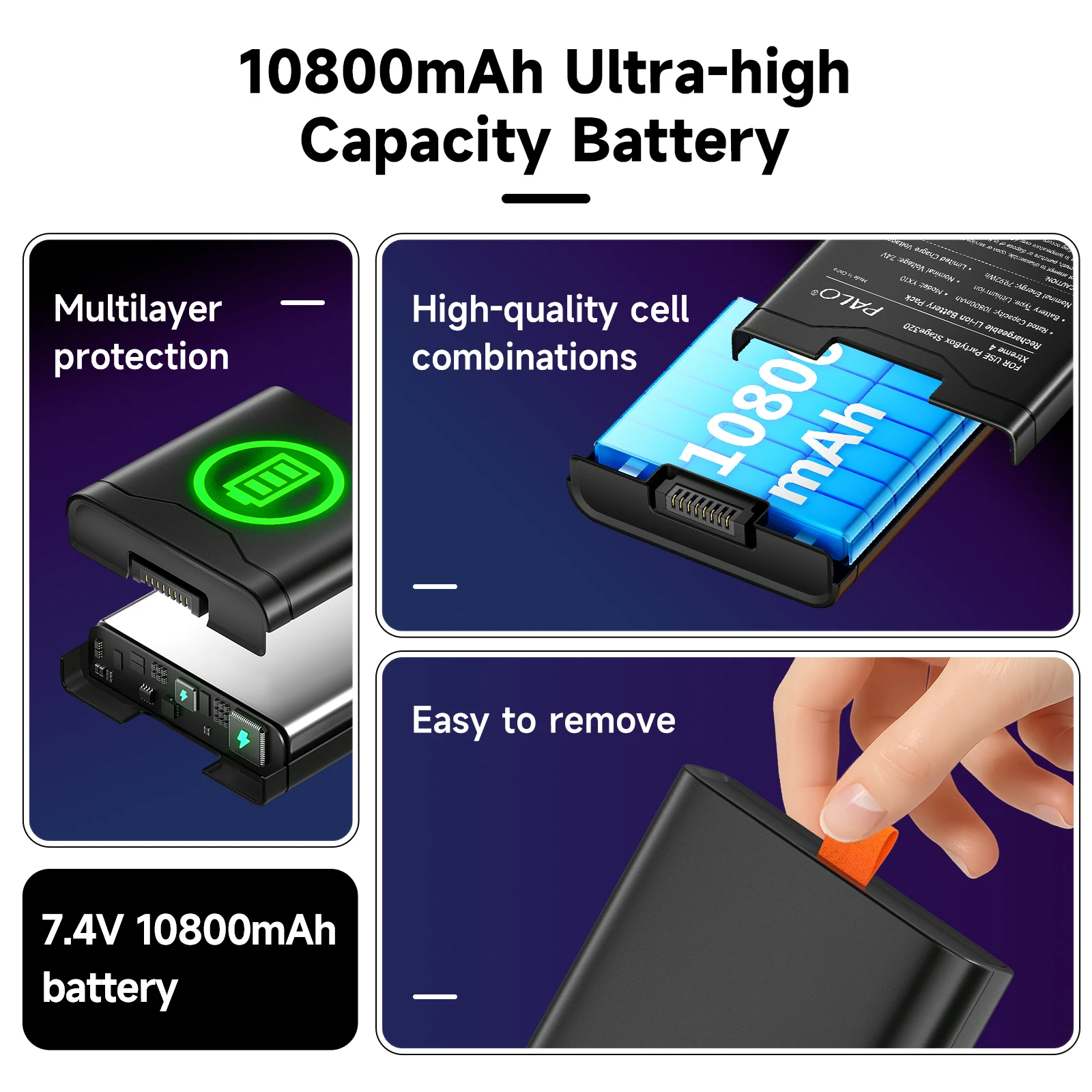 Batteria audio ricaricabile agli ioni di litio PALO 10800mAh per JBL Xtreme 4 PartyBox Stage 320 Batteria sostitutiva per altoparlante portatile JBL