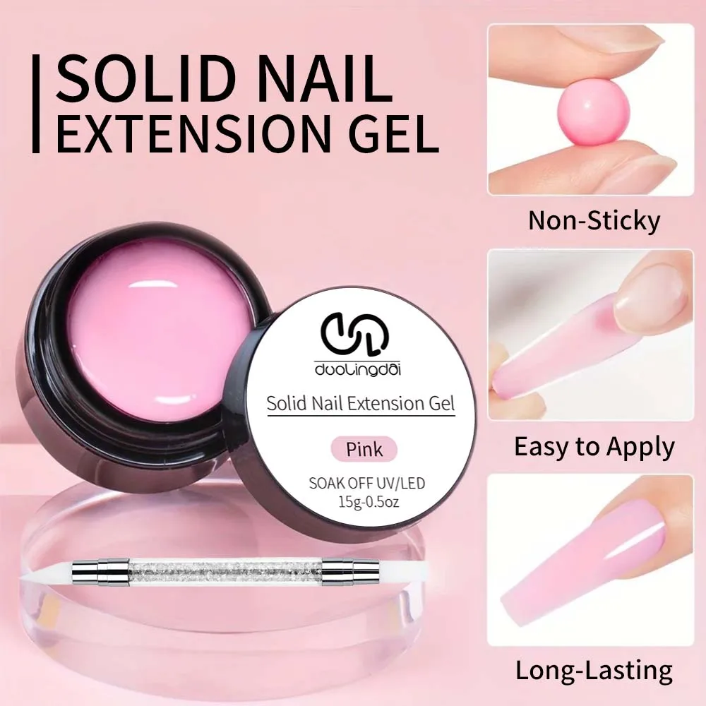 3pcs/Set Solid Builder Gel for Nails,  White， Pink， Nude， Clear Hard Gel for Nails 3D Sculpting Gel Non-Sticky Hand Carving Gel