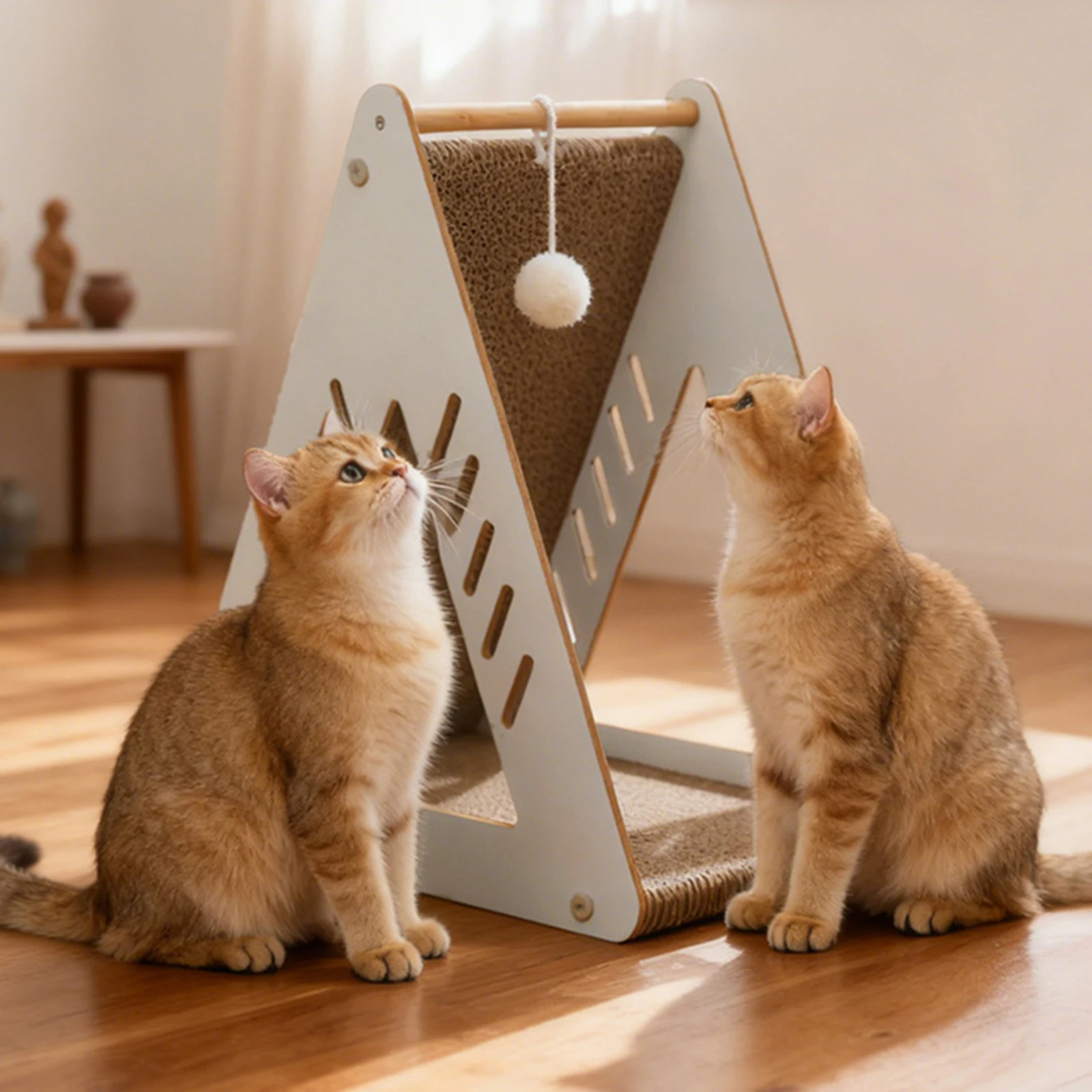 Rascador para gatos, Base estable, papel corrugado, poste rascador Triangular Hallow para gatitos, entrenamiento para jugar en el aburrimiento en interiores