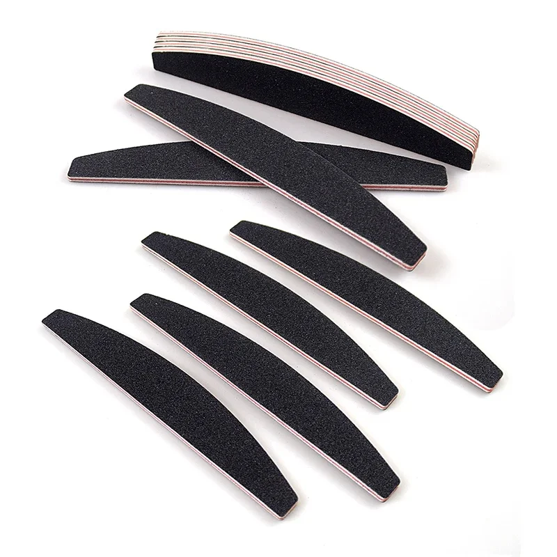 Ensemble de limes à ongles en bateau noir, grain 100/180, planche émeri professionnelle, lime pour Nail Art, accessoires et outils de manucure Double face, 5/10 pièces