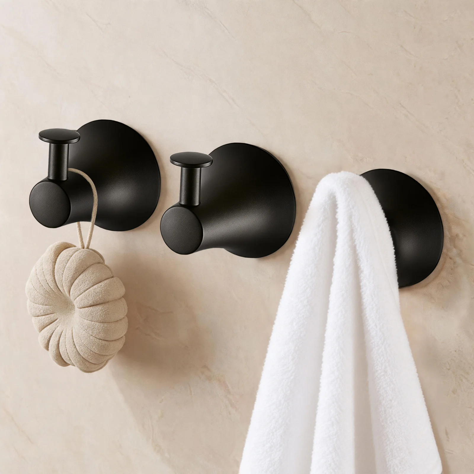 Matte Black Robe Hook - Heavy Duty Wall Mounted Single Coat Hanger for Bathroom, Kitchen & Garage - Includes Mounting Screws