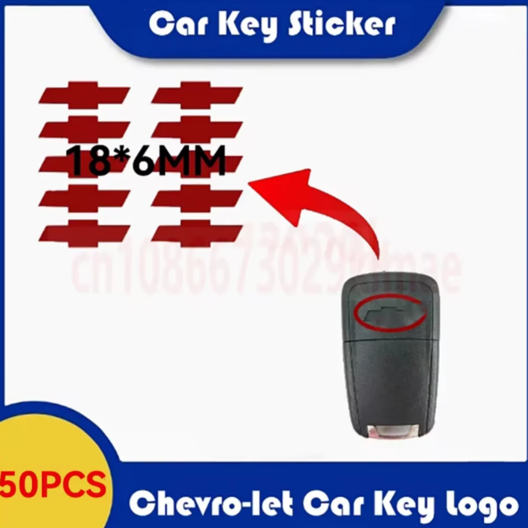 Chave do carro Logo Badge Emblem Sticker, Substituição para Chevrolet Remote Control Case Cover, alta qualidade, 18x6mm, 50pcs por lote