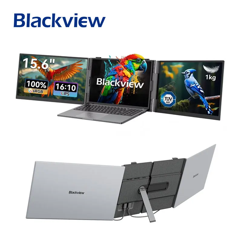 Blackview DCM8 15,3" 1080P FHD IPS Tragbarer Erweiterbarer Monitor Dreifach-Laptop-Bildschirmerweiterung für Windows/Mac/Chrome OS & Mobilgeräte