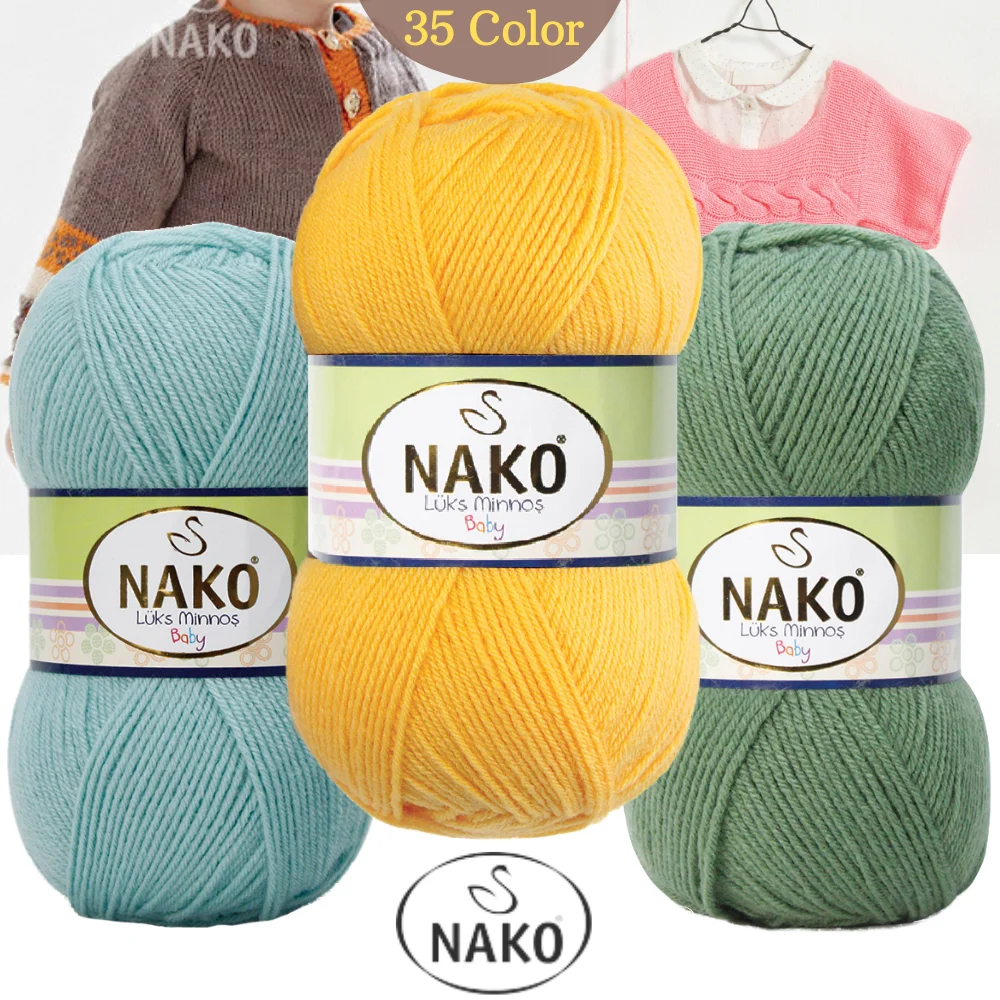 Premium Knitted Yarn - 41 Color Options 336 Meter (100gr) - Hand Knitting Ball - Nako Lux Minnos - Multicolor - Cardigan - Sweater - Polyamide - Acrylic - Beanie - Booties - Scarf - Beanie - Room textile - Baby -  DIY