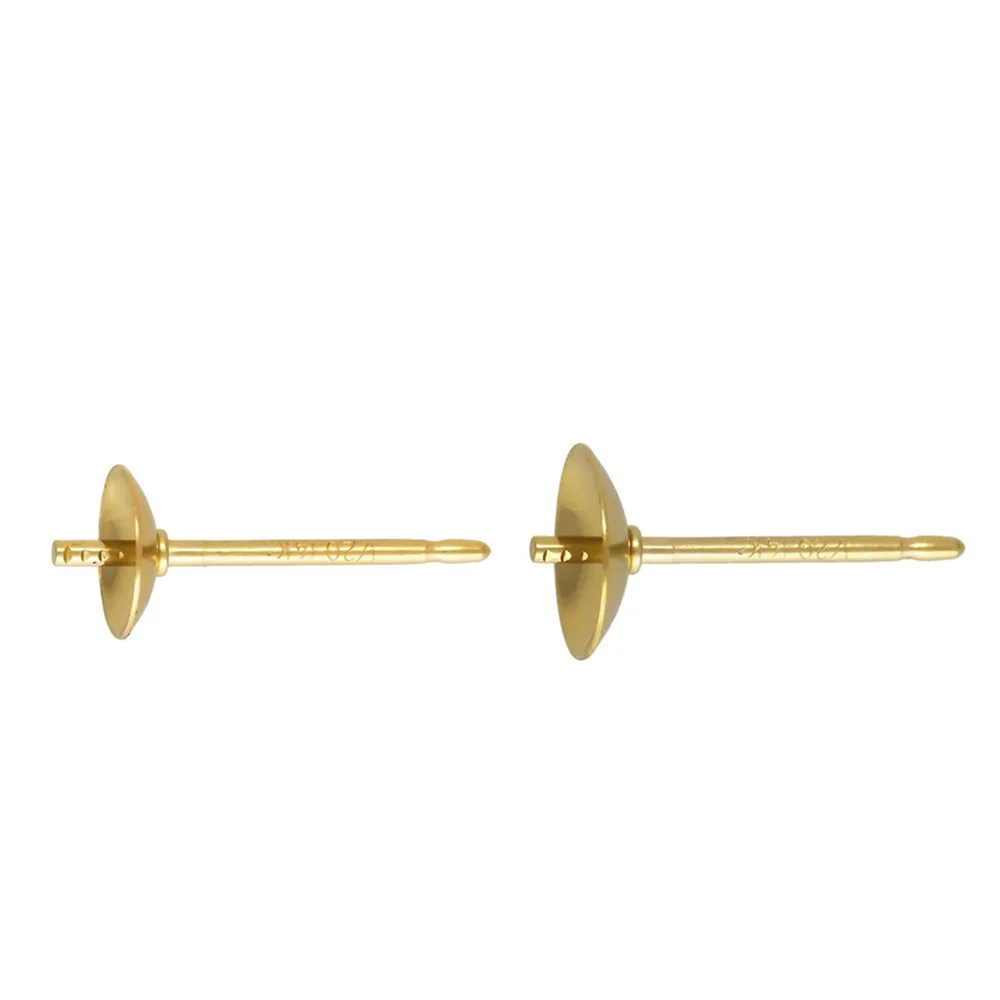 

2prs 14K Gold Filled Pearl Cup Post Earring 5mm 6mm Single Notch with Backs for Jewelry Making