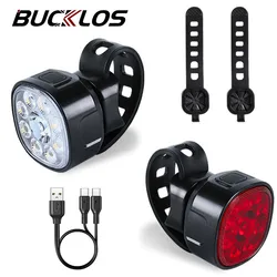 BUCKLOS Bicycle Front Light USB Rechargeable Type-C Road Bike Lamp Waterproof Night Riding Bike Headlight Taillight