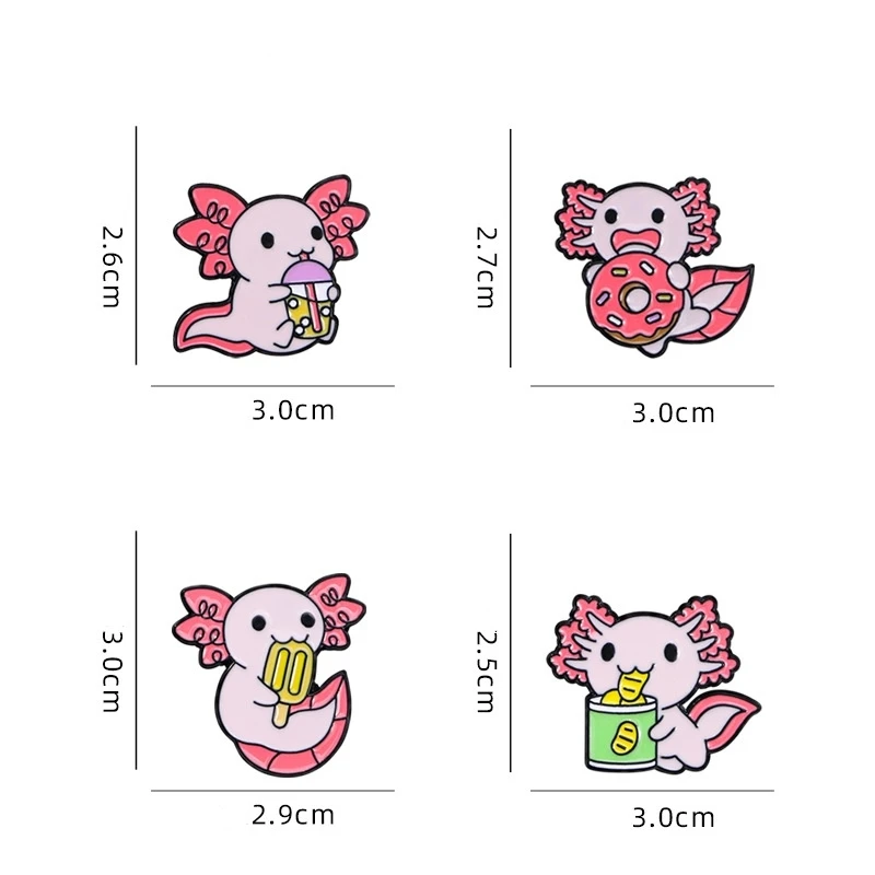 Creative Cartoon Cute Animal Enamel Brooch Pink Giant Salamander Lapel Pin Badge Backpack Clothing Hat Accessories