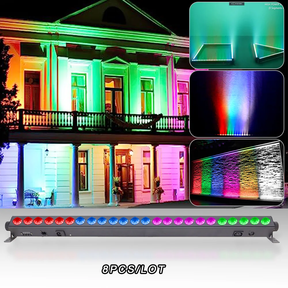 8PCS/LOT LED RGBW 24x4w Bar Light Wash Strobe Horse Racing Effect DMX512 Sound Control Wall Dyeing Background Home Party Club