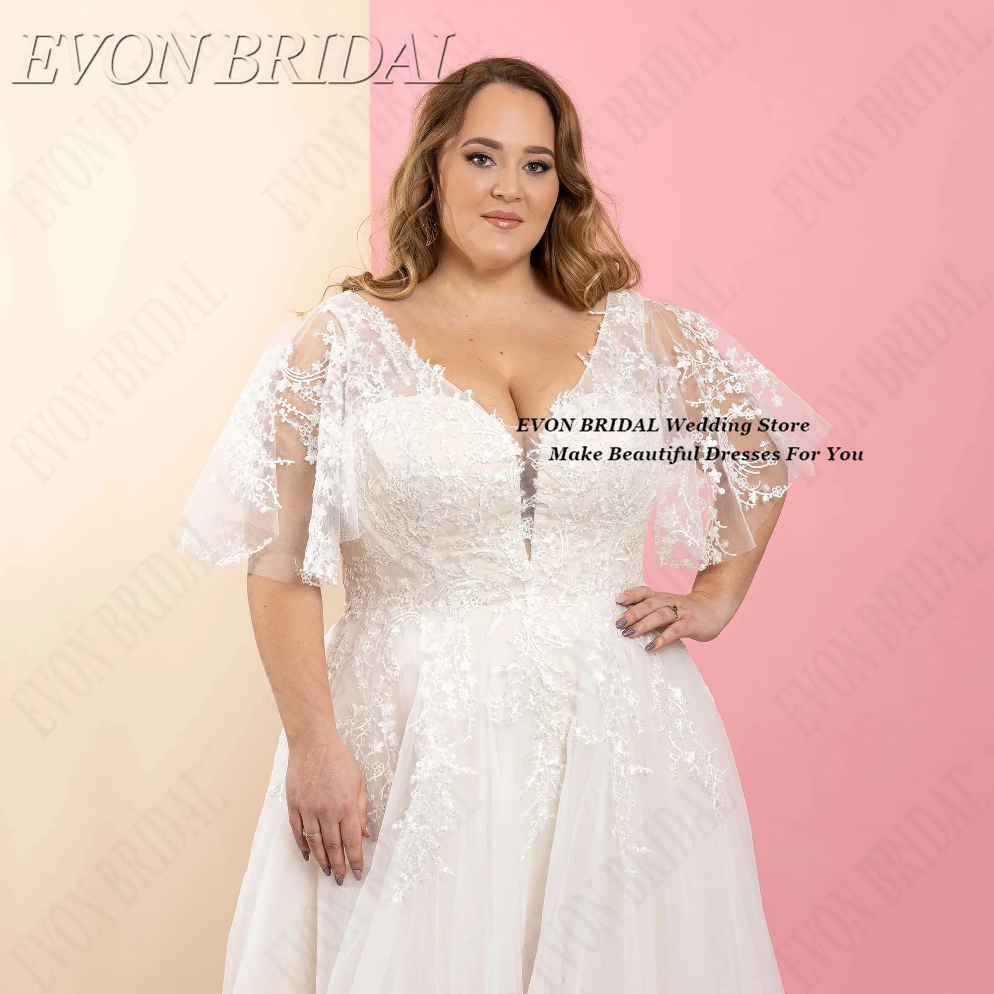 Detachable Batwing Sleeve Wedding Dress Plus Size For Bride Customized Appliques Lace Bride Gowns A Line vestidos de novia