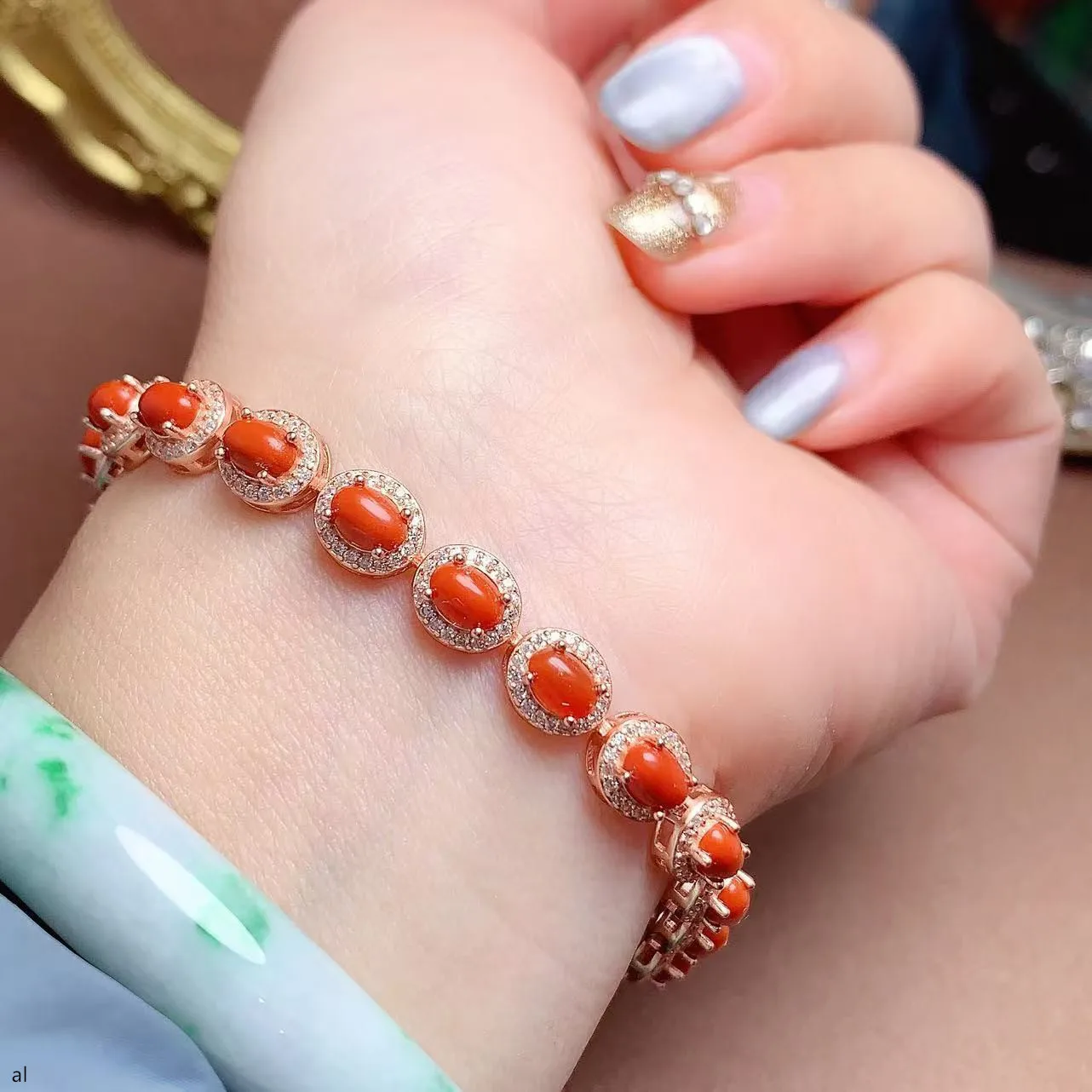 KJJEAXCMY Boutique Jewelry Women's Bracelet 925 Pure Silver Natural Red Coral Wedding Party Birthday Gift New Year
