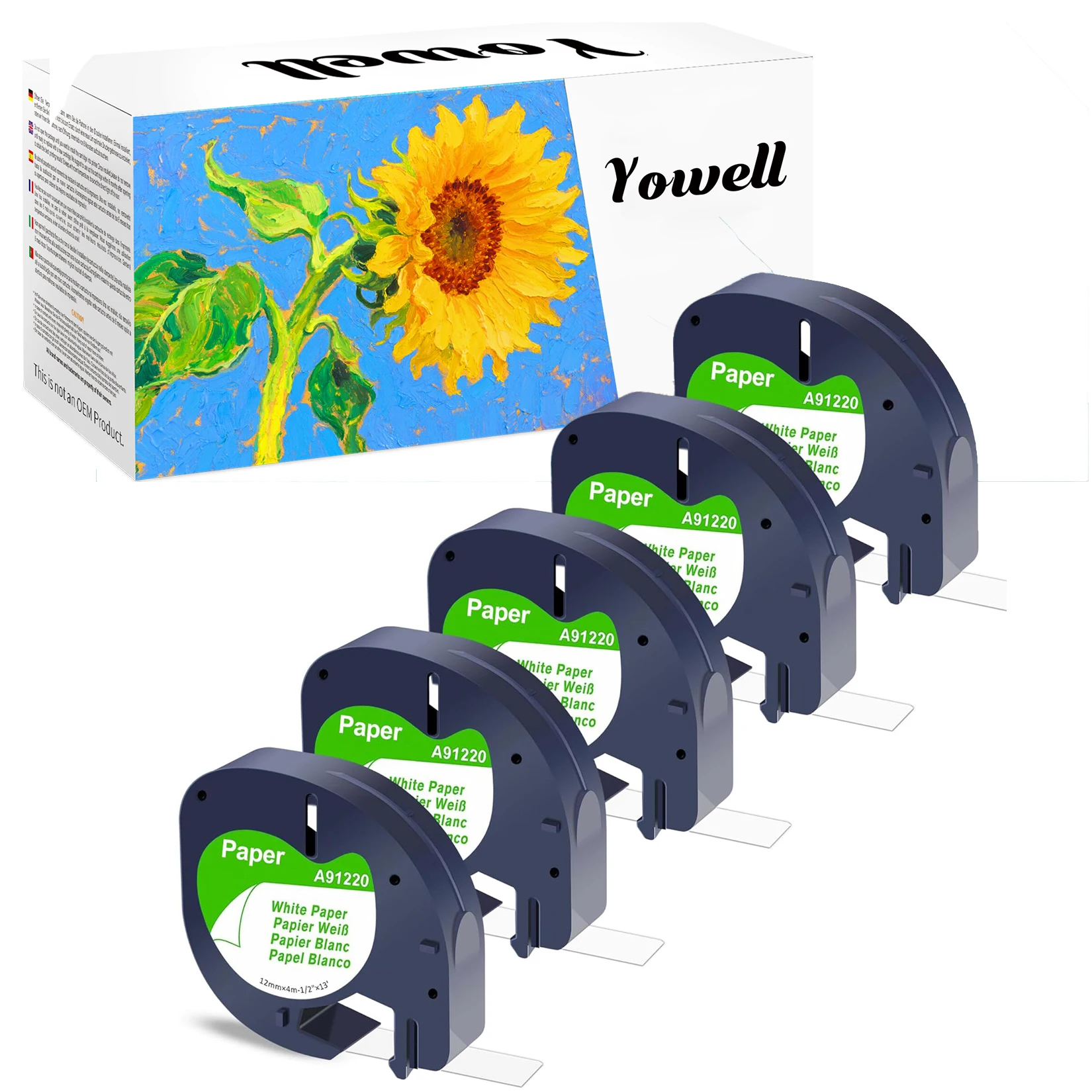 Yowell 5 X 91200/91220/S0721520(12mmx4m) Kompatible Etiketten, kompatibel mit Dymo LetraTag LT-100H, LT-100T, LT-110T, QX 50, XR – Detail 1