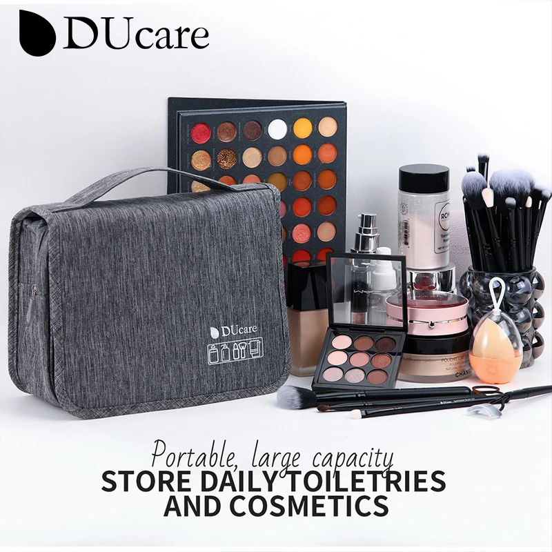 DUcare Foldable Makeup Bag Travel Hanging Cosmetic Organizer Case Dry And Wet Separation Bag for Cosmetics Makeup Brush Toiletry