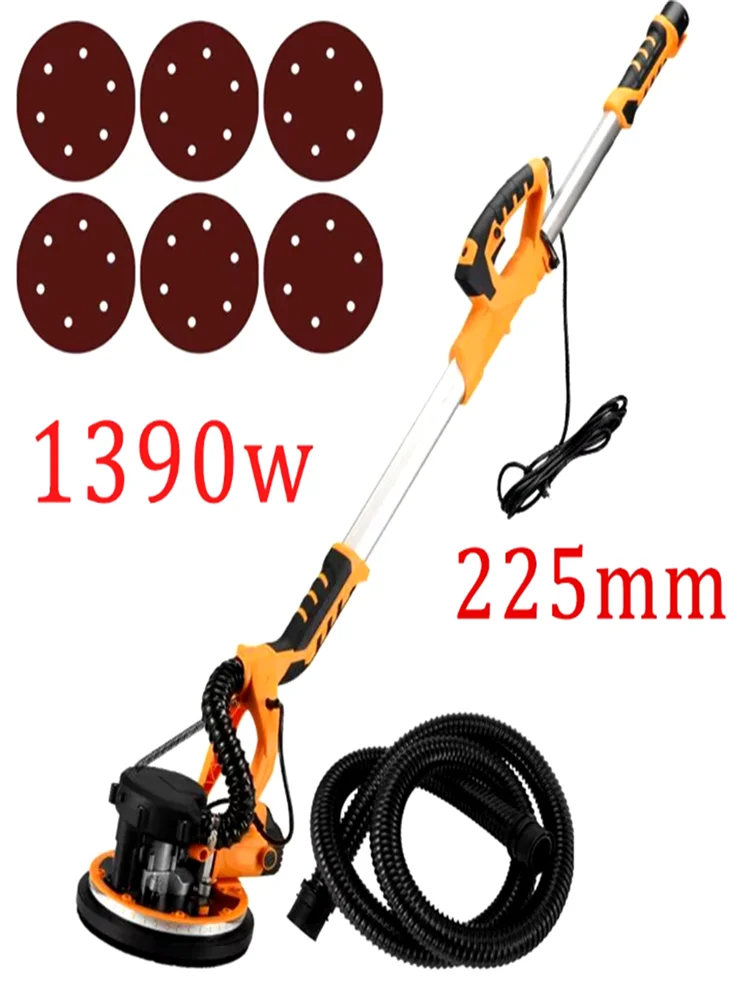 1390W 9inch Electric Sander Drywall Sander 225mm Rotational Speed-1200 RPM Wall Sander with Extendable hand