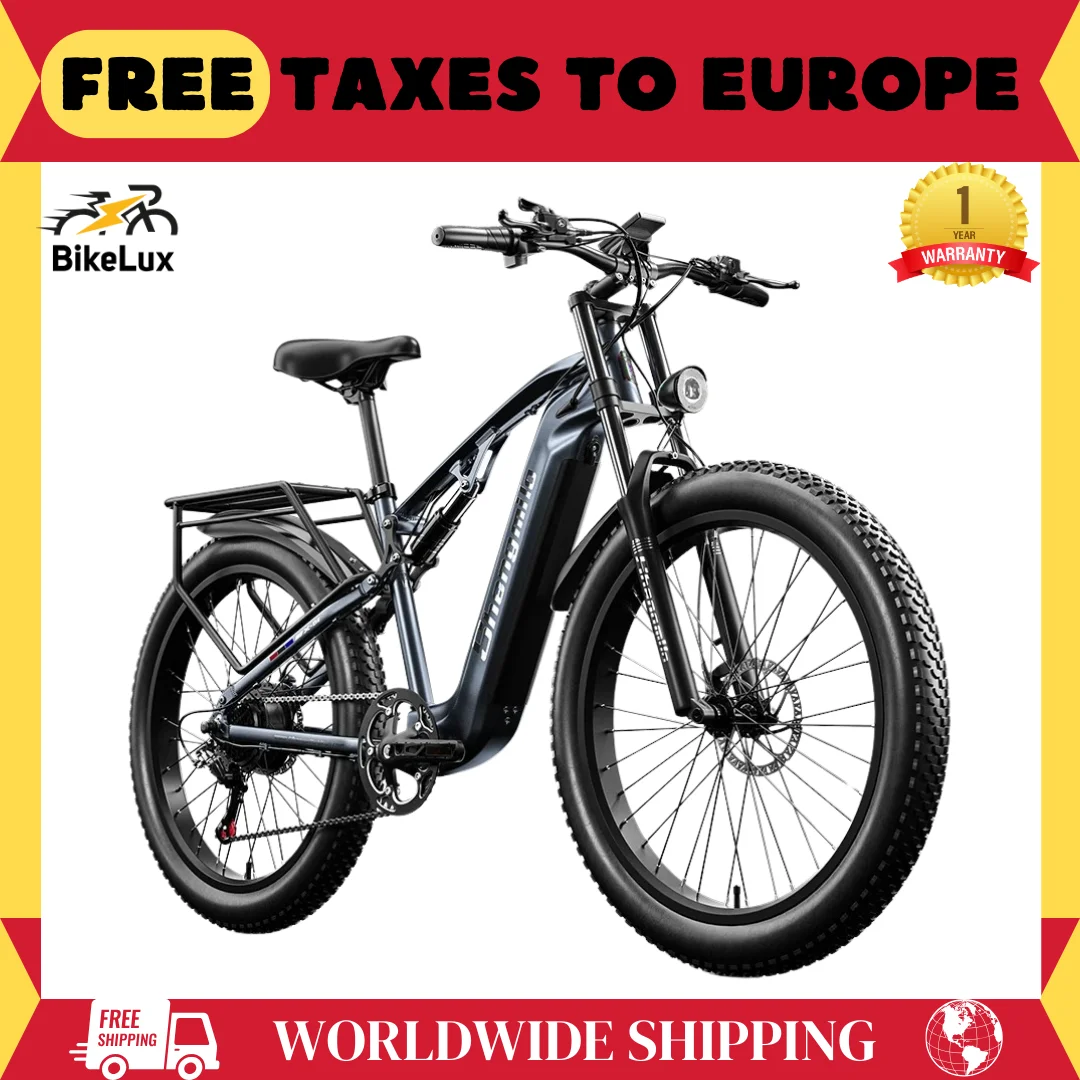 Shengmilo Elektrische Fiets, Volwassen Ebikes Met 48V 17.5ah Batterij, 1000W Bafang Motor ,Shimano 7 Speed,Fat Tire Mountainbikes