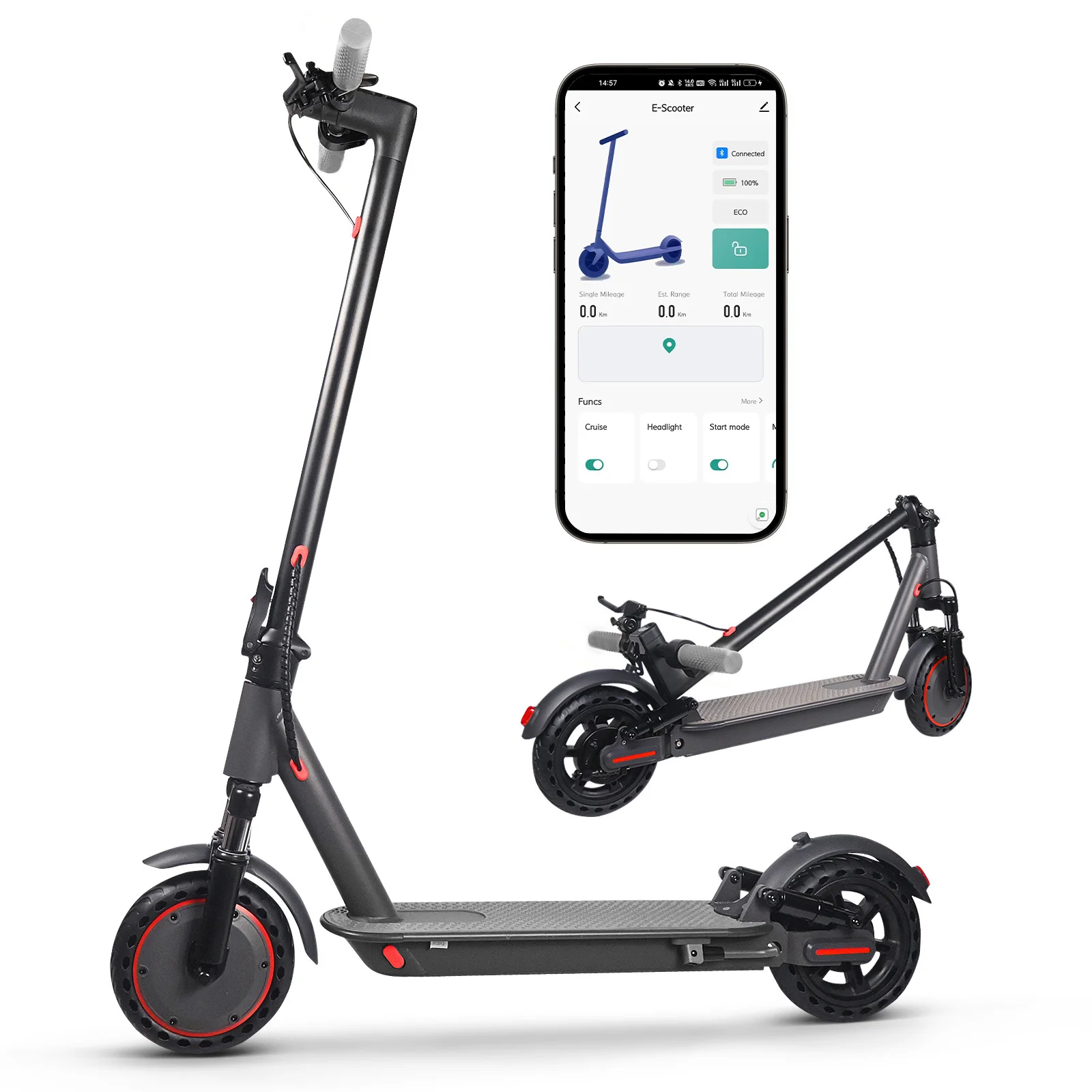 LADPED LP07 Elektrische Scooter voor Volwassenen, 8,5 Inch Anti-Slip Band, APP Smart, Draagbare Elektrische Step, Dubbele Schokdempers