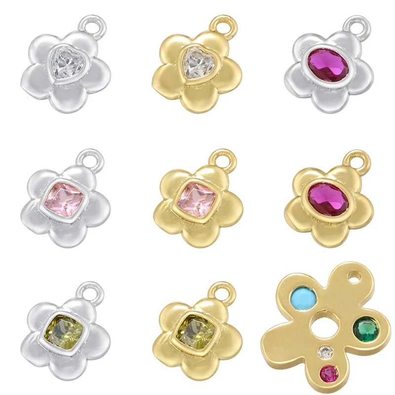 ZHUKOU-Pendentif en cuivre plaqué or 18 carats, 4 styles de fleurs, bijoux à bricoler soi-même, bracelet, collier, bijoux, accessoires exécutifs, VD1531, VD1532