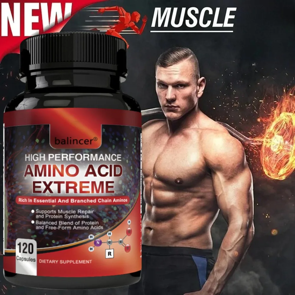 Amino Acid - High Performance Branch Chain Amino Acid Formula 120 Capsules - Muscle Building Post Workout Supplement