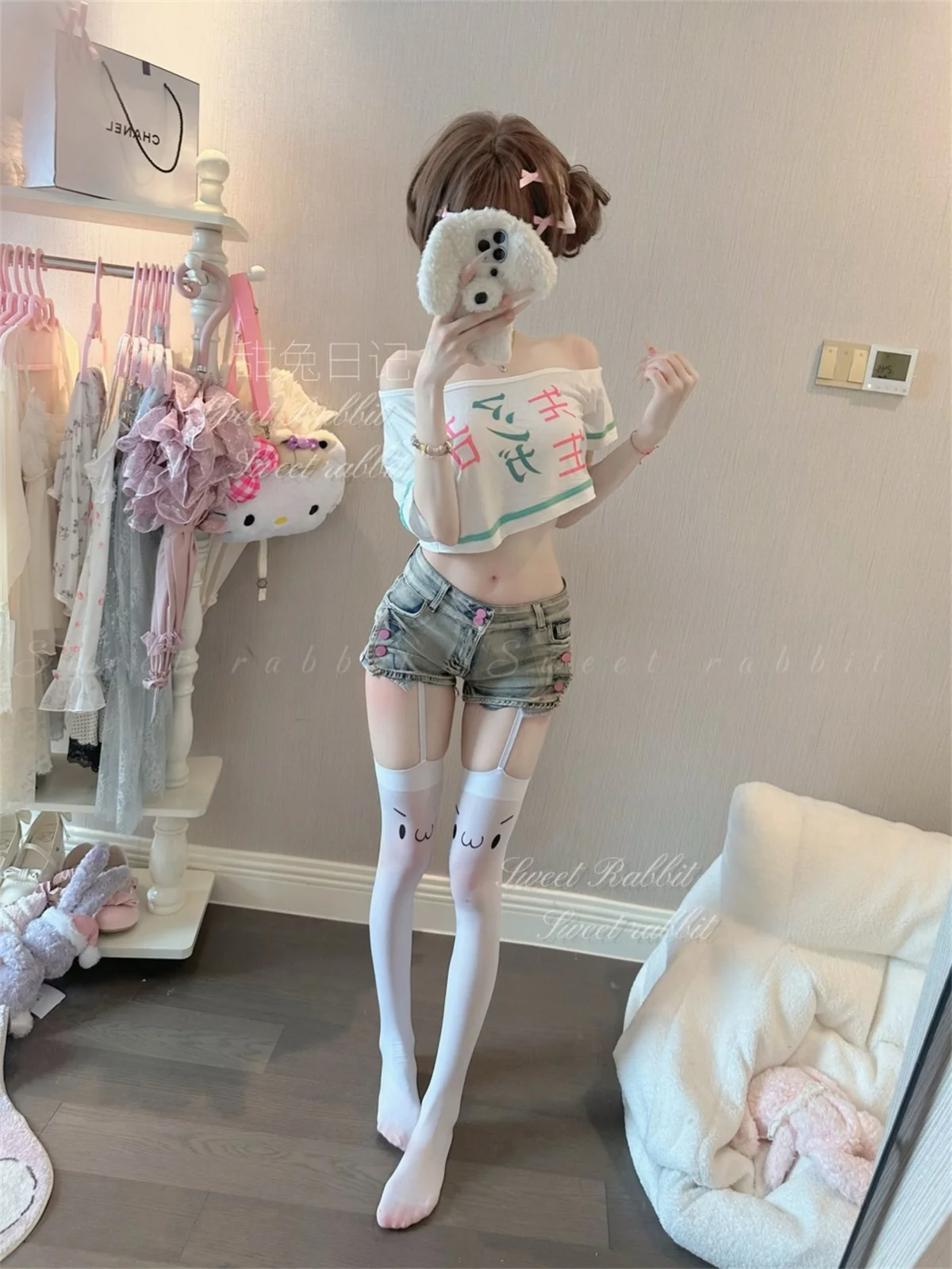 أنيمي Eromanga Sensei تي شيرت + شورت + جوارب ساجيري إيزومي تأثيري ازياء الصيف قصيرة الأكمام المحاصيل القمم أنيمي فتاة تي شيرت #1