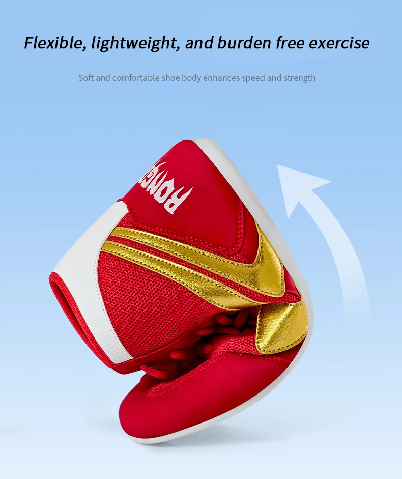 Wrestling-Schuhe für Männer und Frauen, atmungsaktive Mesh-High-Top-Boxschuhe, leichte, rutschfeste Trainingsschuhe mit Knöchelstütze – Detail 8