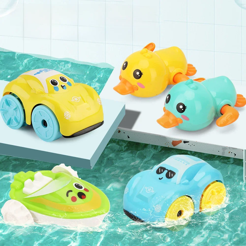 Jouets de bain pour bébé, canard de natation mignon, jouets de jeu d'eau, voiture mécanique, véhicule de dessin animé, jouet de bain pour bébé, cadeau pour enfants