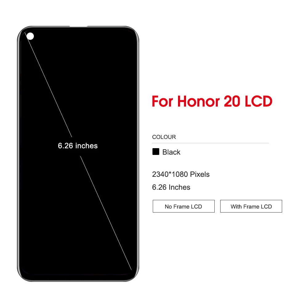 6.26\'\' For Huawei Nova 5T YAL-L21 LCD Touch Screen Digitizer Assembly With Frame For Honor 20 YAL-AL00, YAL-TL00 Display Screen