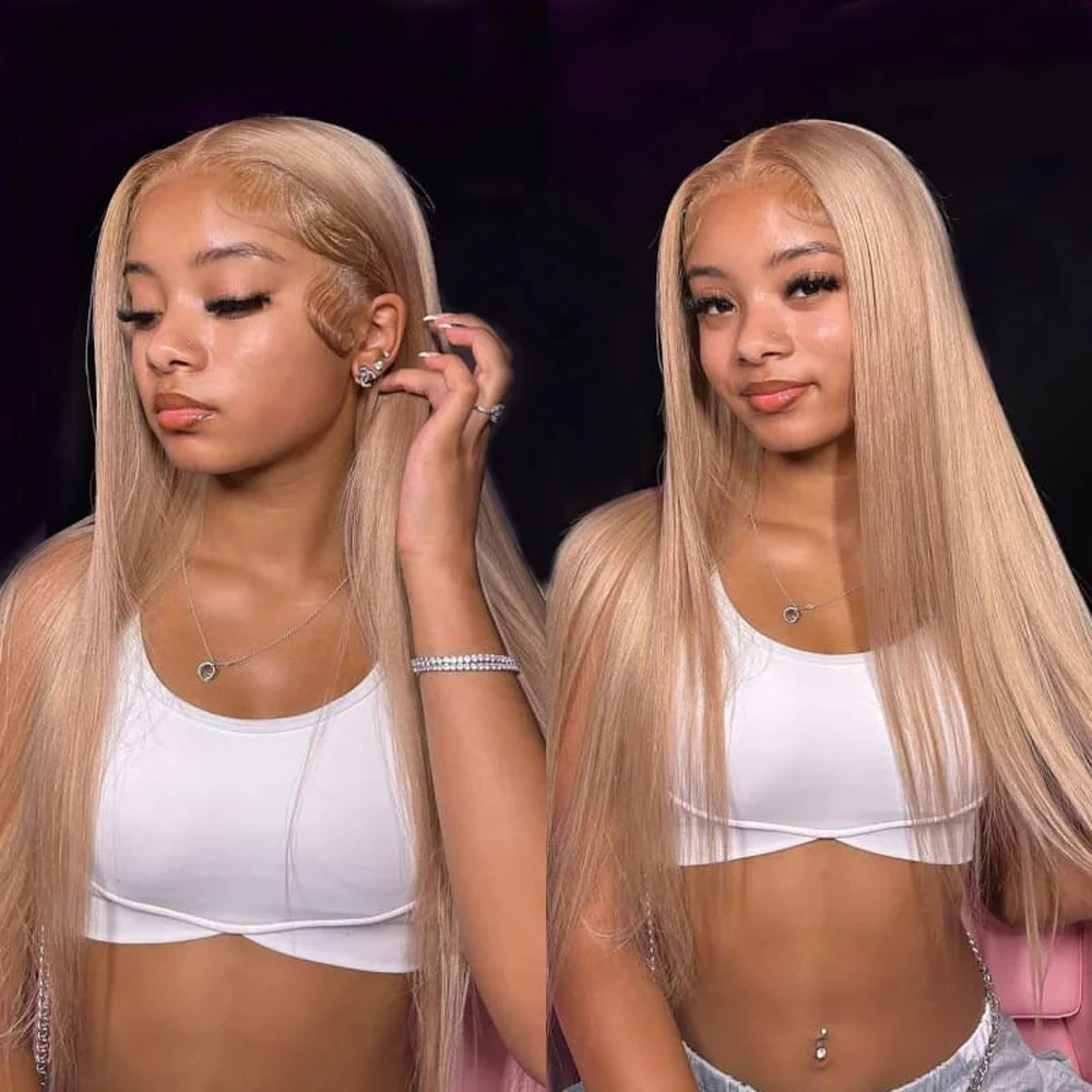 

Megalook Hair 13x6 Three-Go Milk Tea Brown Glueless Wigs Silky Straight with Drawstring 100% Human Hair Wig 320℉ Heat Resistant